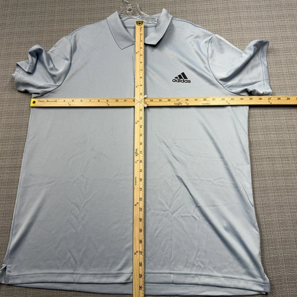 Adidas Polo Shirt Mens XL Blue Solid Golf Performance Lightweight Short Sleeve - Picture 5 of 9